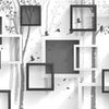 Papier peint Gris Fenêtre abstraite Oiseaux de la forêt M4497