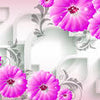 Peinture murale Ornements de fleurs violettes Formes 3D M4510