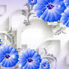 Wall Mural Blue Flowers Ornaments 3D Shapes M4512