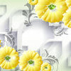 Papier peint Fleurs jaunes ornements formes 3D M4514