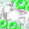 Wall Mural Green Flowers Ornaments 3D Shapes M4515