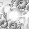 Wall Mural Gray ornaments 3D shapes flowers M4516
