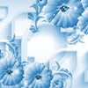 Peinture murale Ornements bleus Formes 3D fleurs M4519