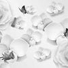 Papier peint gris papillons orchidées roses M4560
