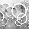 Papiers peints Cercles 3D fleurs grises papillons M4582