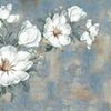 Wall mural white flowers aged blue concrete wall M4680