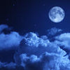 Fototapete Nacht Mond Himmel Sternen Wolken Blau M4836
