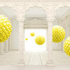Fototapete Säulen Korridor Marmor gelb 3D Kugeln M5201