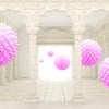 Fototapete Säulen Korridor Marmor rosa 3D Kugeln M5203