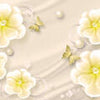 Fototapete Gelb Blumen Schmetterlinge Seide Perlen M5227
