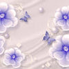 Papier peint Fleurs violettes Papillons Perles de soie M5228