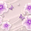 Papier peint Fleurs violettes Papillons Soie M5229