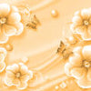 Fototapete Blumen Schmetterling Seide Perlen orange M5236