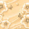 Fototapete Blumen Schmetterlinge Perlen sepia M5240