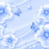Fototapete Blumen Schmetterlinge Perlen blau M5245