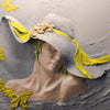 Wall mural sculpture woman yellow butterflies wall M5270