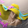Wall mural sculpture woman yellow hat butterflies M5282