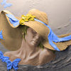 Wall mural Sculpture woman brown hat butterflies M5286