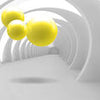 Papiers peints couloir blanc 3D boules jaunes M5359