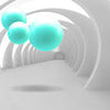 Papiers peints couloir blanc 3D boules turquoises M5364