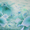 Papier peint Fleurs turquoise Feuilles de bois M5657