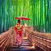 Wall mural Japanese woman with parasol M5926