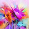 Wall mural abstract flowers different colors M5994