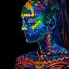 Peinture murale Femme couleurs néon sur le corps M6008