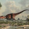 Fototapete Giganotosaurus Dino zwischen Palmen M6017