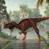 Wall mural Ceratosaurus in water with palm trees M6022