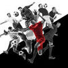 Poster XXL Joueurs de Football en Noir Blanc et Rouge M6038