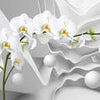 Fototapete 3D Effekt Blumen Orchideen Kugeln M6096