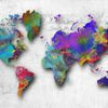 Wall mural world map in different colors M6135