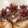 Wall mural dark red lily blossom branch M6265