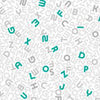 Fototapete Alphabet türkis Buchstaben M6429