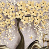 Papiers peints fleur arbre cerf d'or M6788