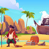 Papier peint Pirate Treasure Chest Jolly Roger M6875
