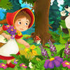 Wall Mural girl wolf forest flowers M6878