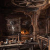 Papier peint Medieval Fantasy Fireplace Room M6889