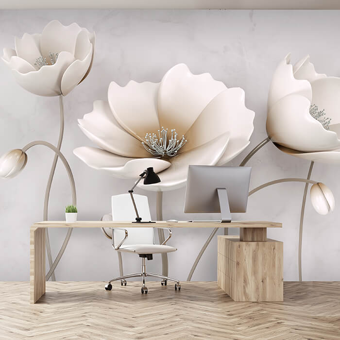 Concrete 3D Flowers Mural Wall Discover M1797