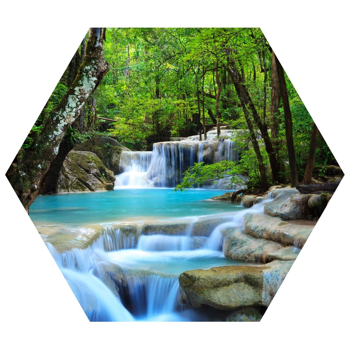 Hexagon-Fototapete Wasserfall im Wald M0001 - Bild 11