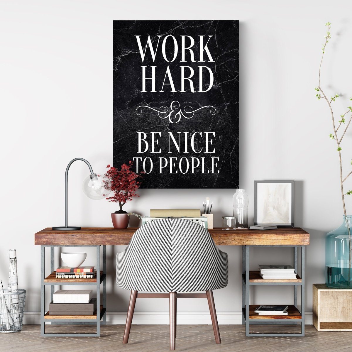 Leinwandbild Motivation, Hochformat, Work hard be nice M0010 kaufen - Bild 3