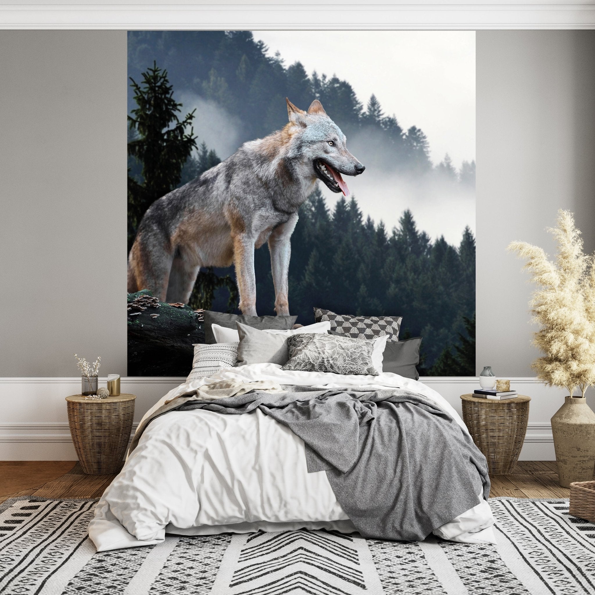 Quadratische Fototapete Wolf im Wald M0013 - Bild 3