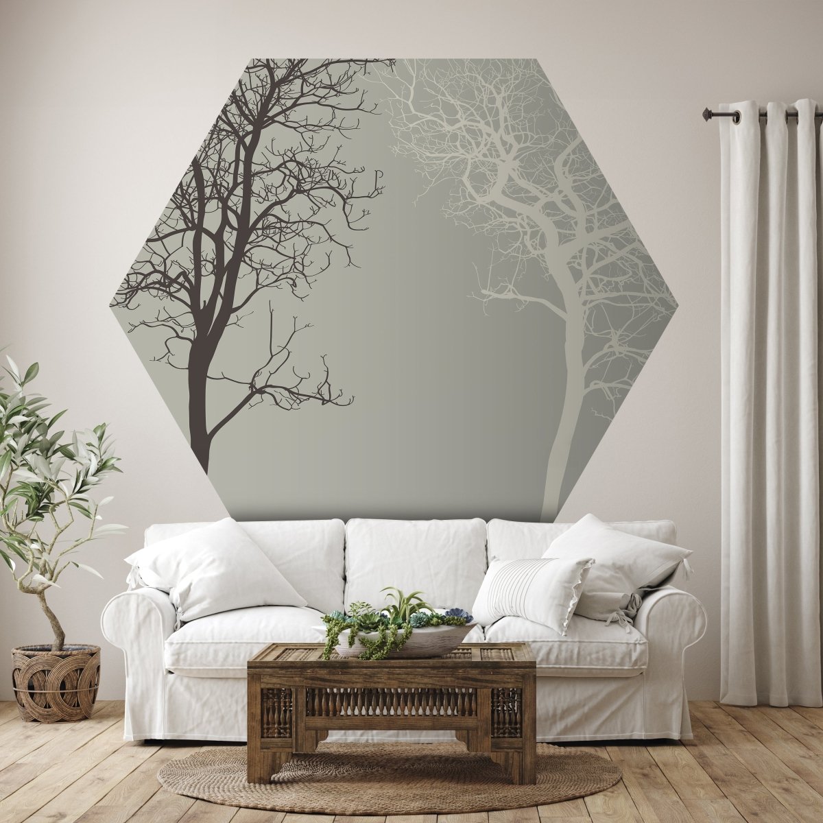 Hexagon-Fototapete Silhouetten von Bäumen M0015 - Bild 1