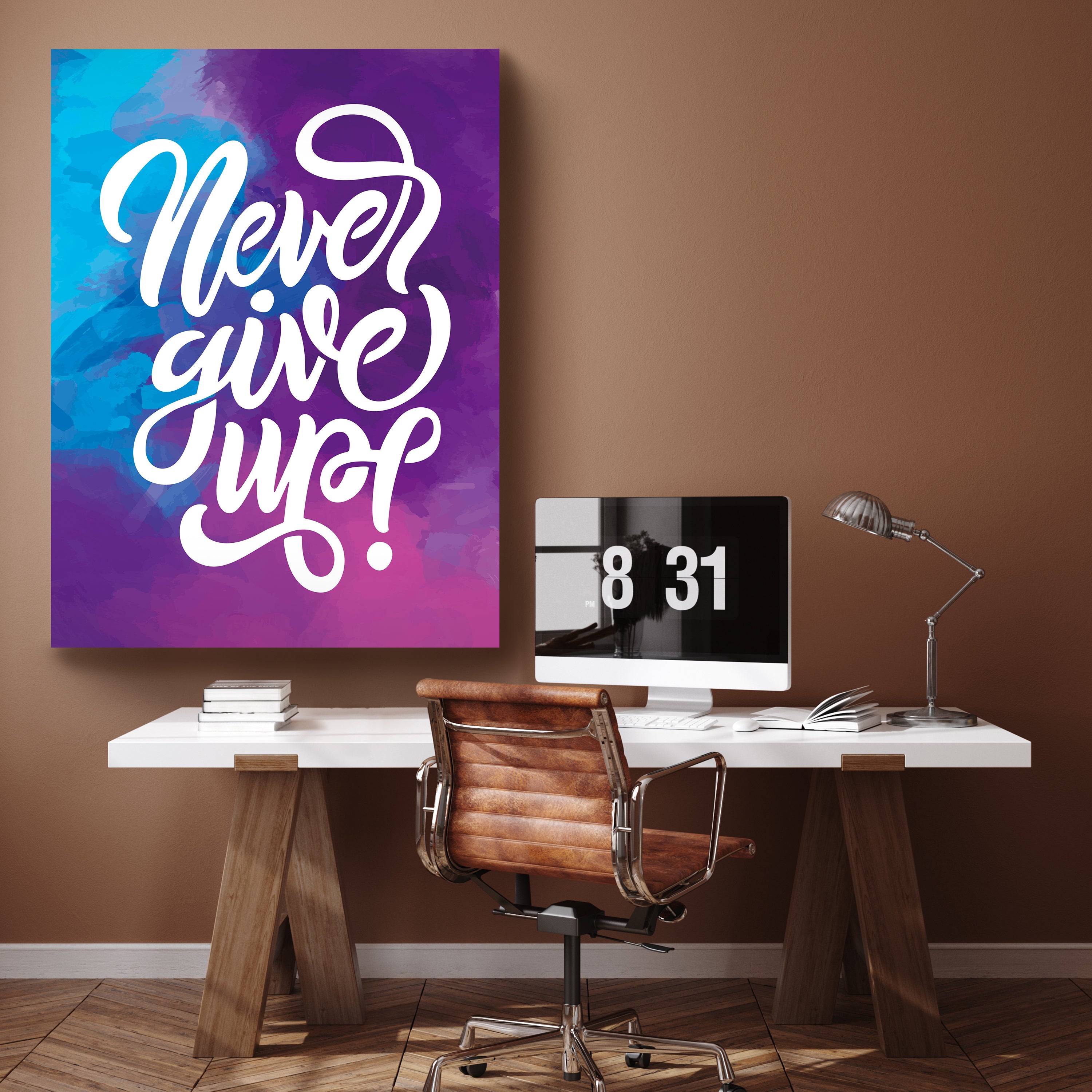 Leinwandbild Motivation, Hochformat, Never give up Aquarell M0018 kaufen - Bild 2