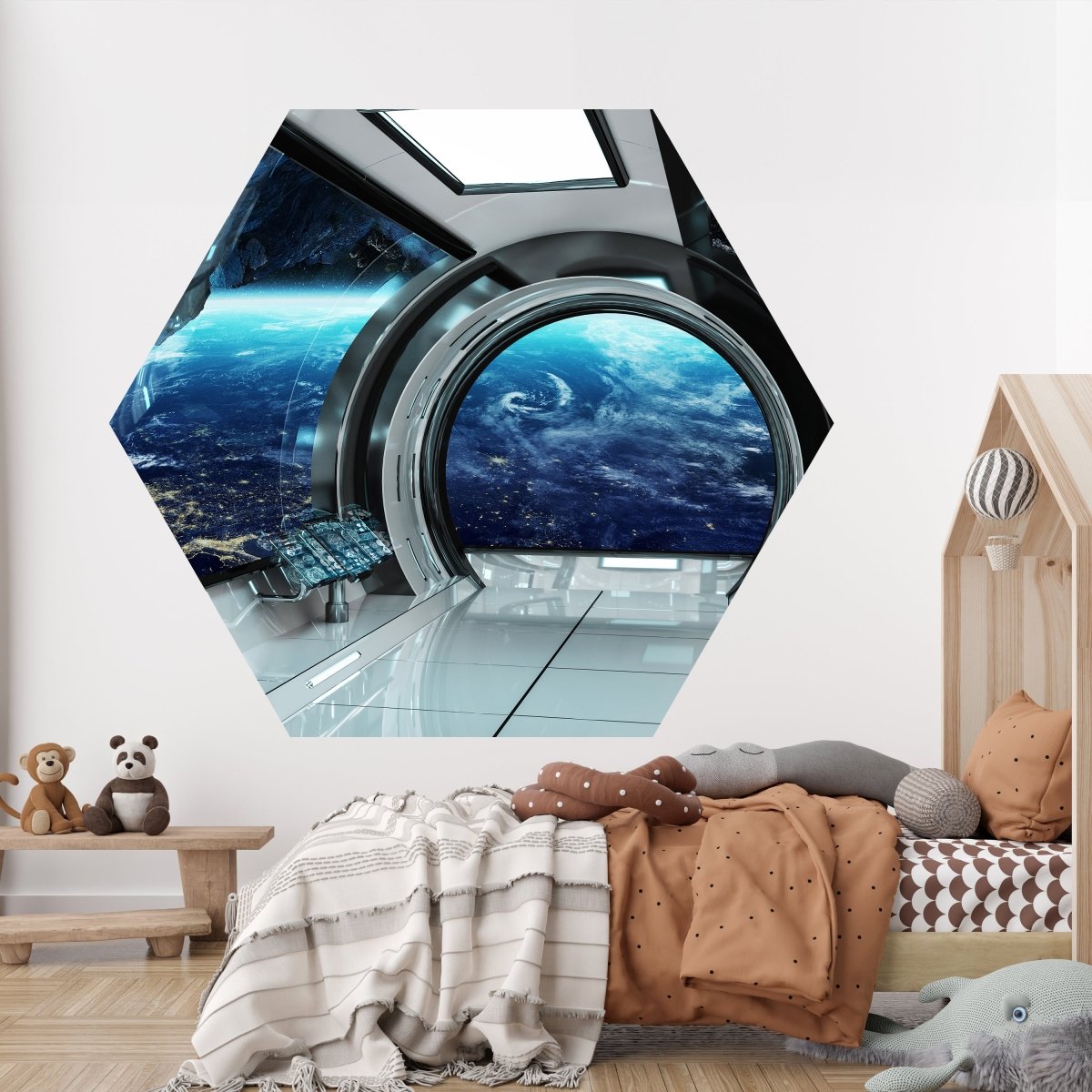 Hexagon-Fototapete Blick aus Raumschiff M0031 - Bild 2
