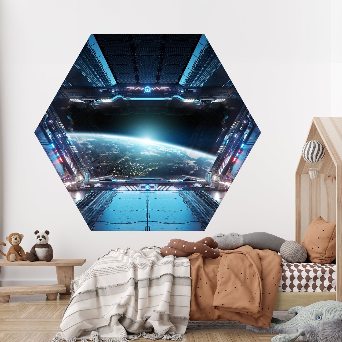 Hexagon-Fototapete Blick aus Raumschiff M0032 - Bild 2