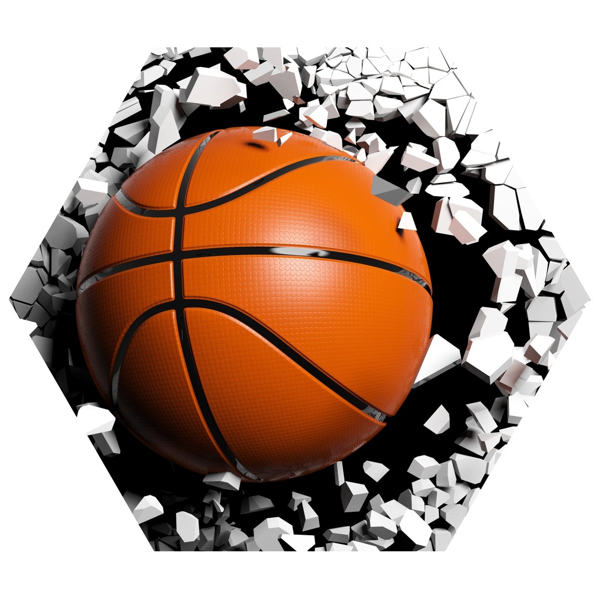 Hexagon-Fototapete Wanddurchbruch mit Basketball M0040 - Bild 11