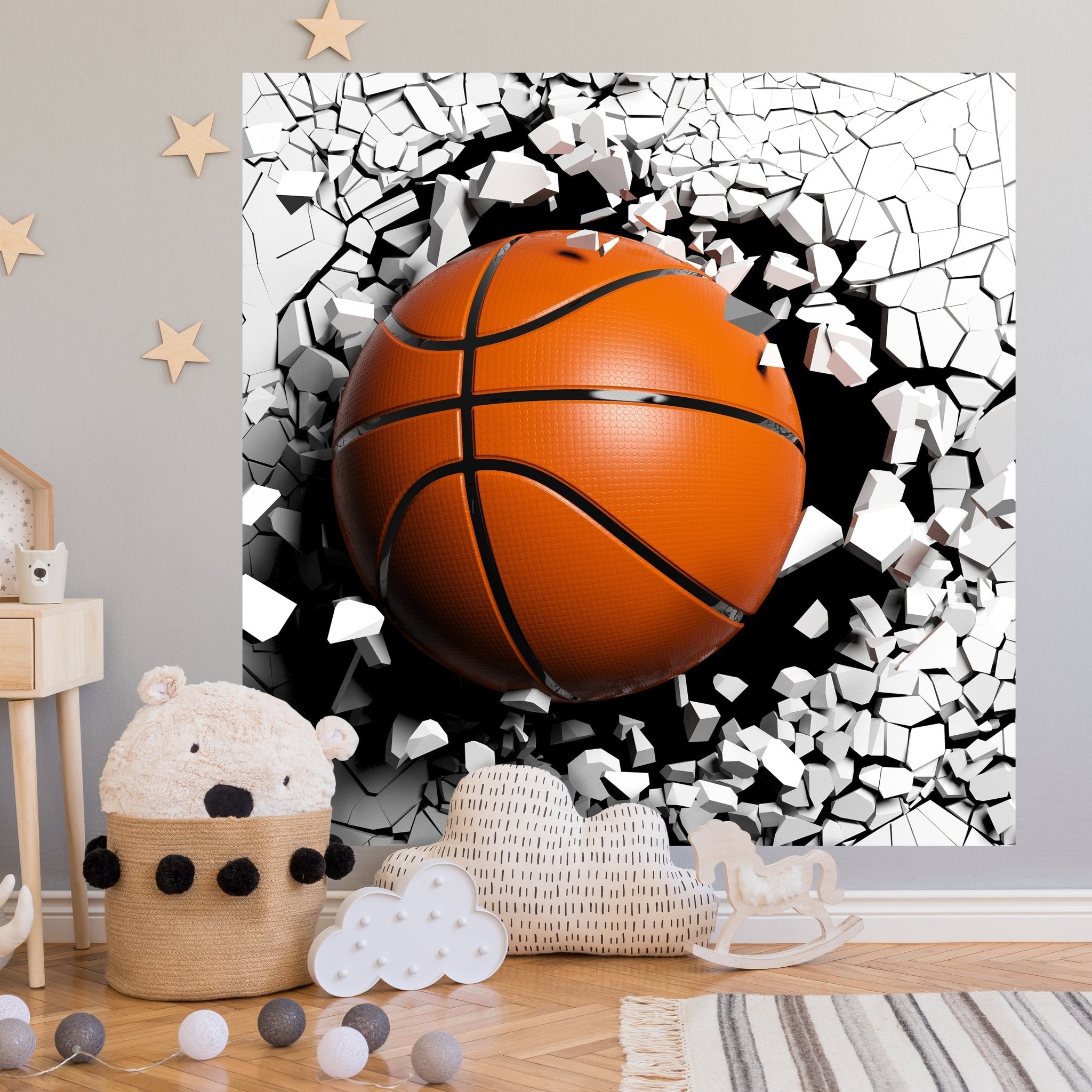 Quadratische Fototapete Wanddurchbruch mit Basketball M0040 - Bild 1