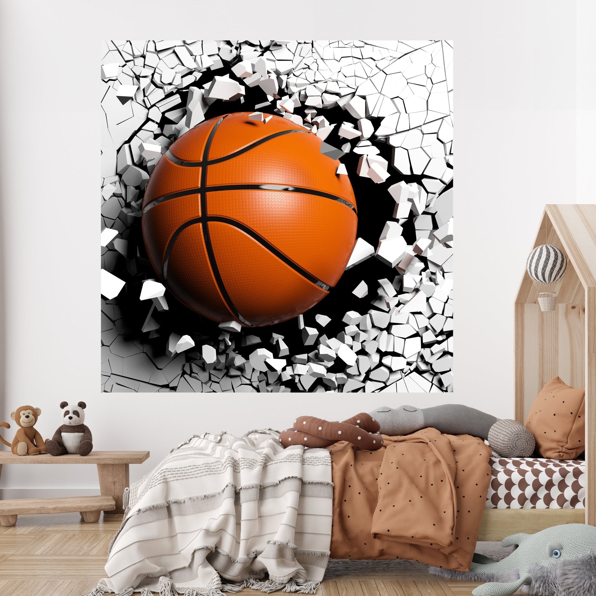 Quadratische Fototapete Wanddurchbruch mit Basketball M0040 - Bild 2